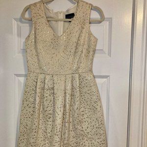 Cynthia Rowley Ivory and Silver Jacquard Dress